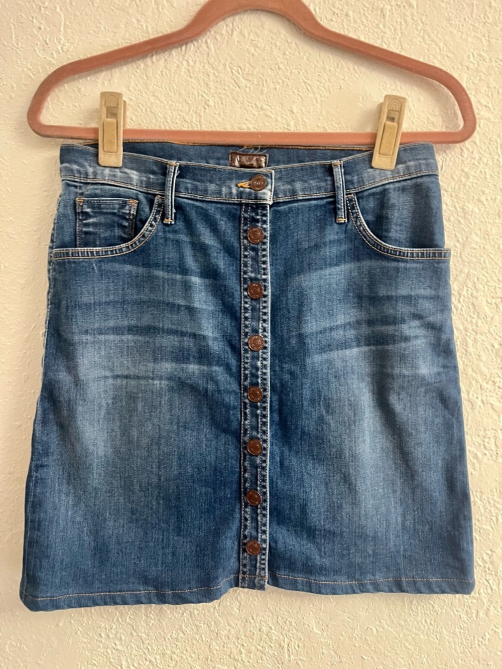 MOTHER Classic Button-Front Denim Skirt SZ 28
